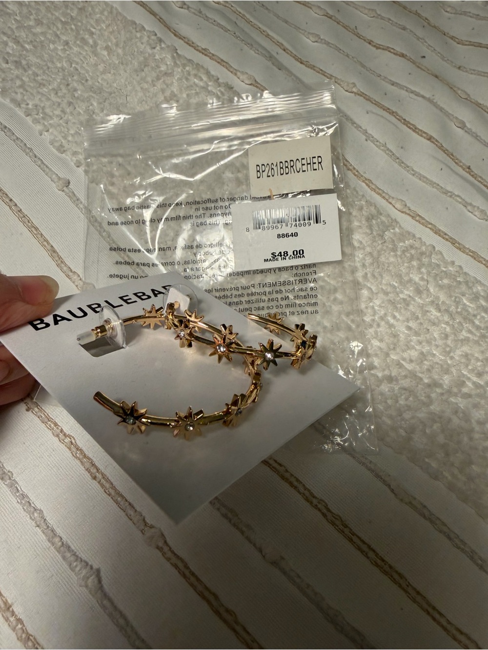 BaubleBar Gold Star Hoop Earrings